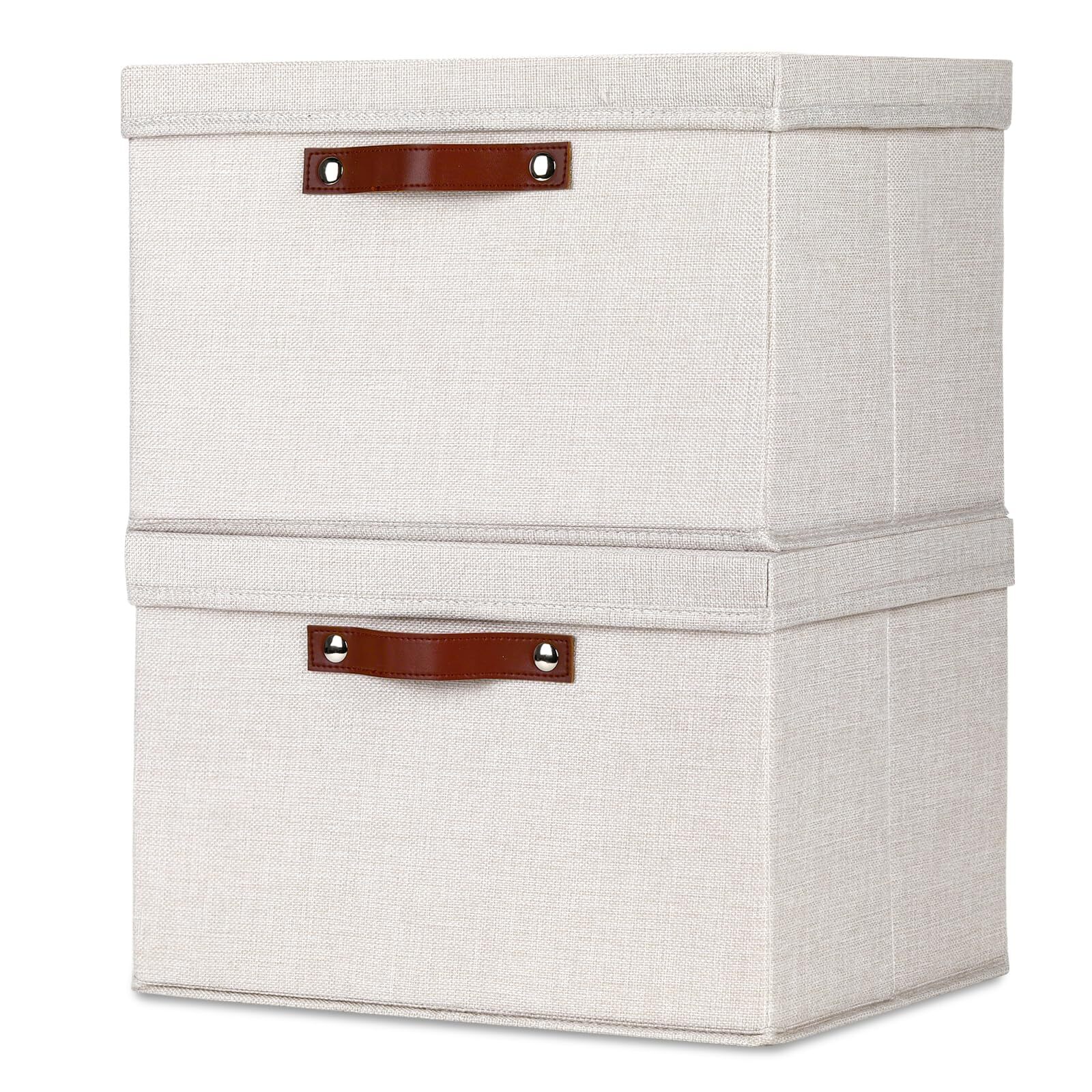 2-Pack Large Foldable Fabric Storage Bins with Lids-image