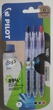 NEW 3 PACK PILOT GEL PENS BLACK, BLUE RED Recycled,Refillable Rechargeable
