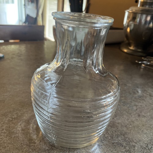 Anchor Hocking Clear Glass Manhattan Water Pitcher Carafe w/Lid Depression Glass