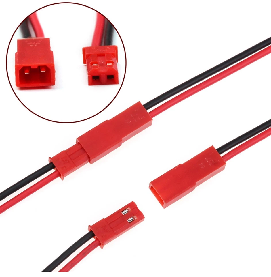 ✅ JST BEC 2Pin Stecker Buchse + Kabel 10cm 15cm 20cm 30cm 2 3 4 5 10 Paar 20AWG - Bild 2 von 4