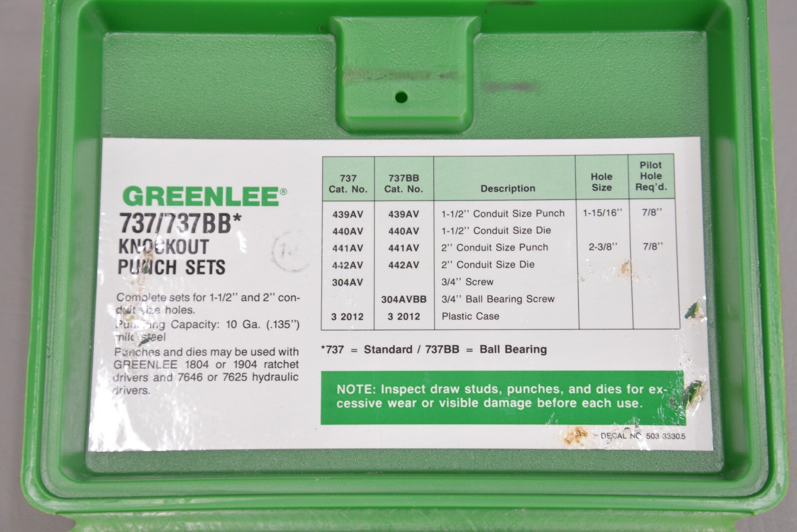 Greenlee 737BB Knockout Punch Set for sale online eBay