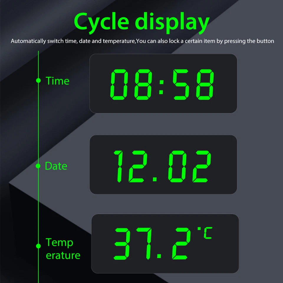 Auto Digital Clock Thermometer Watch With Night Light For Car SUV Truck Sedan - Image 4 of 4