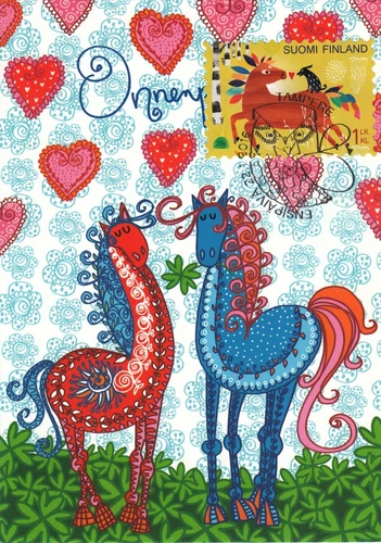 Valentine's Day Together Love Horses Finland Mint FDC Maxi Card 2016