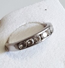 bague alliance argent 925 poinçonné décor oxyde diamant brille T.54 1/2 B426