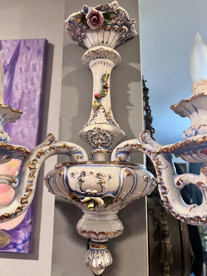 capodimonte -style porcelain sconce - Image 3 of 4