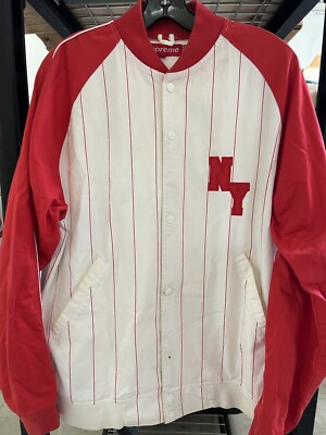 Vintage Supreme Baseball Varsity Jacket Stripe Red White 100