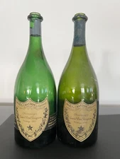 Rare pair of  Dom Pérignon Vintage Champagne 1961 and 1966 Empty Wine Bottles
