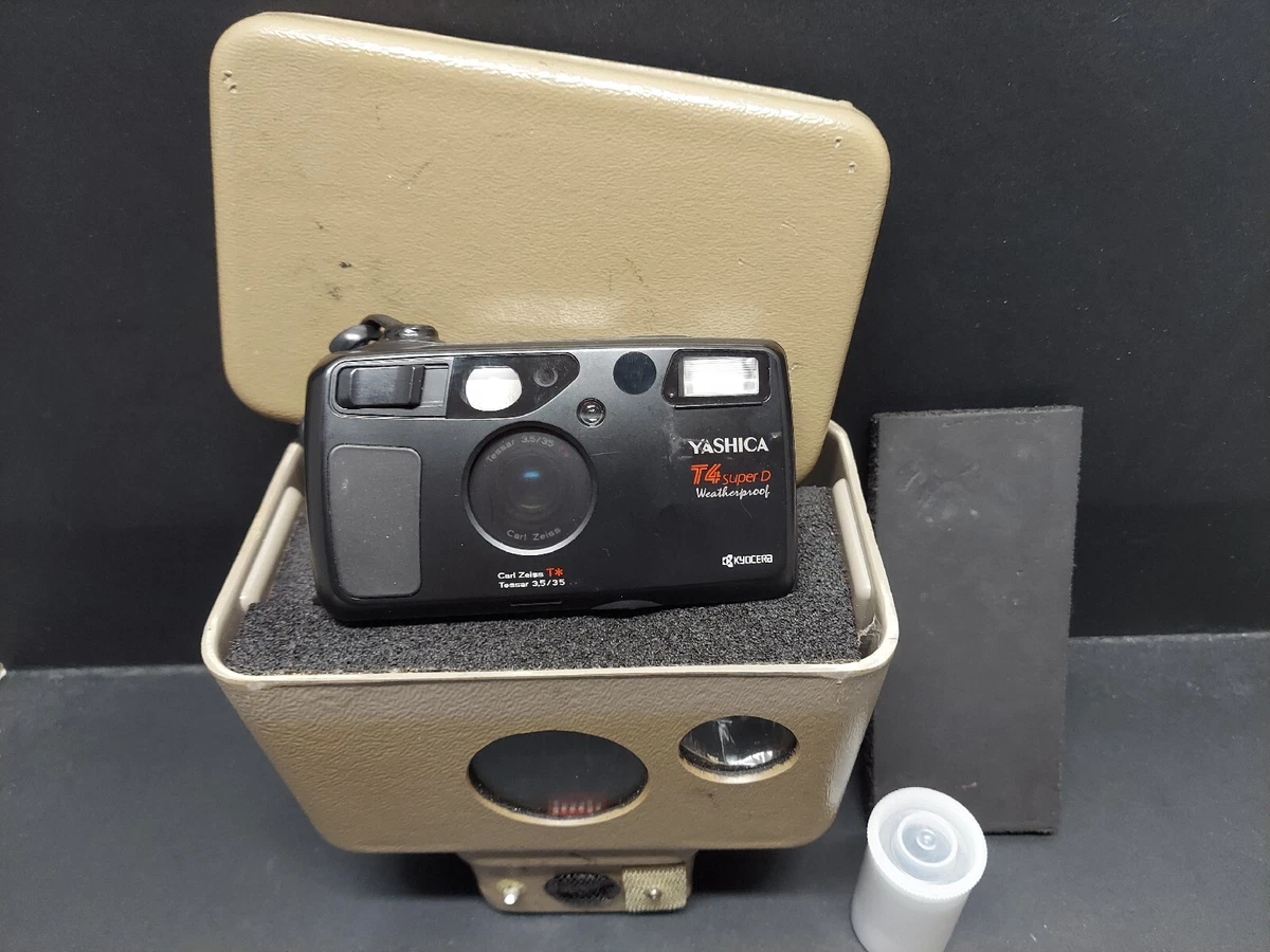 Yashica T4 Super D Black T5 Kyocera T Proof 35mm Film Camera Cam Trakker - WORKS