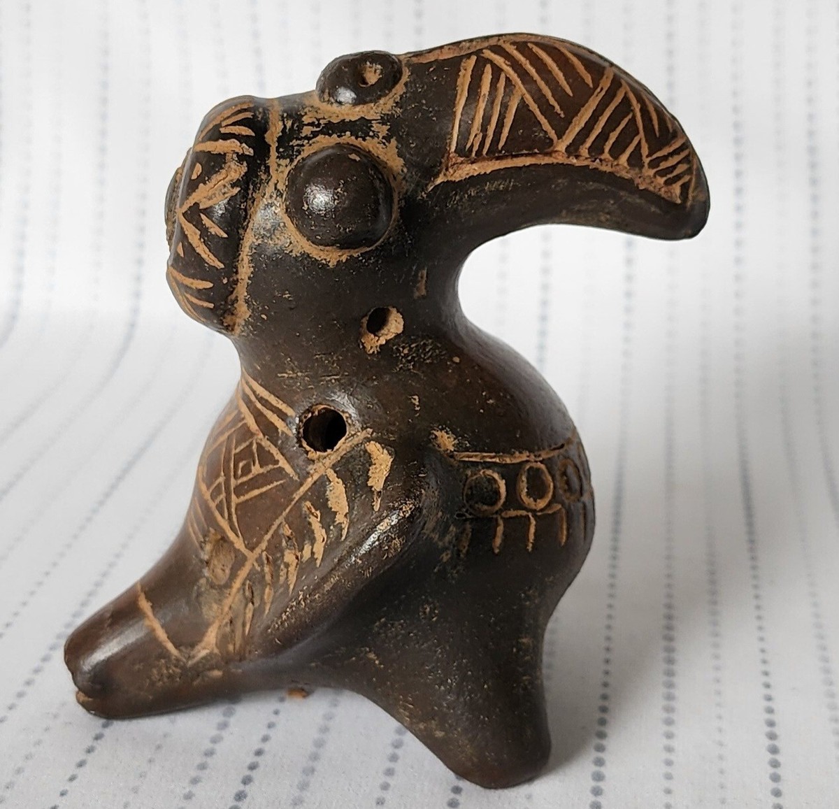 South American Ocarina Flute - Bird Shaped Clay Pre-Columbian