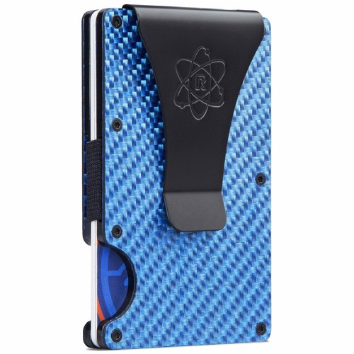 blue carbon fiber wallet