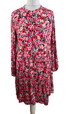 M&S Floral Multicoloured Printed Knee Length Shirt Dress Size 10