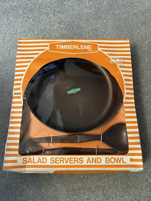 Timberlene Salatset. Salatbesteck & Schüssel in simulierter Holzmaserung