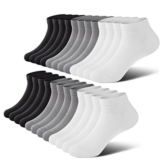 Low Cut No Show Men’s Ankle Socks, 12 Pairs Mix Colors Sizes 11-13