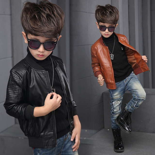 New Toddler Kids Boys Biker Jacket Coat PU Leather Jackets Slim Motorcycle Tops eBay
