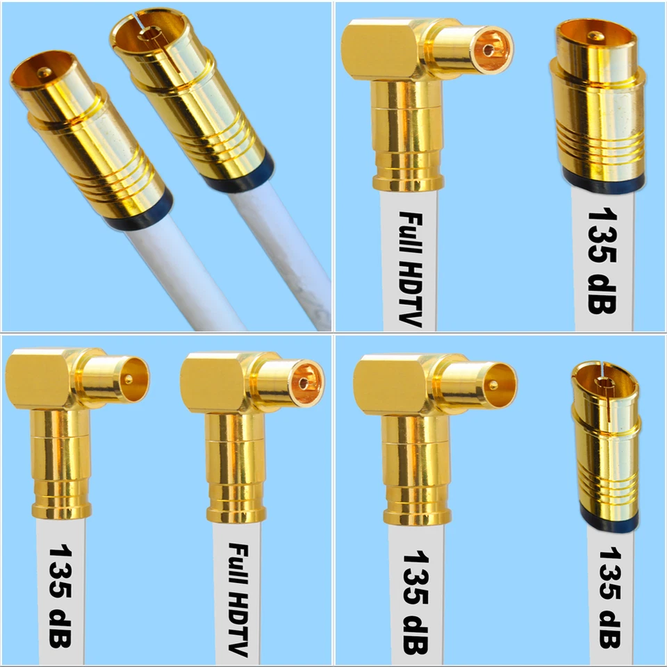 STERNDISCOUNT TV Antennenkabel 135db Koaxial Kabel HDTV 1-25m gerade gewinkelt Kabelstecker HQ