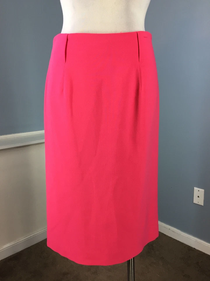 VALE LA PENA Falda Lápiz Midi Recta Mezcla Lana Seda Rosa Usada en Excelente Condición 4 Carrera Cóctel 