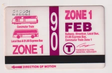 BOSTON    -   MBTA           Monthly Pass        Feb. 1990     ZONE   1
