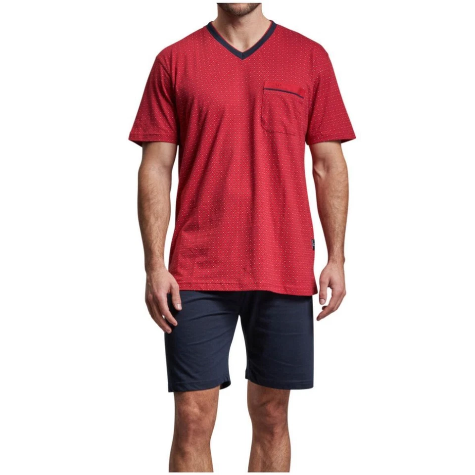 Götzburg Herren kurzer Schlafanzug Baumwolle Shorty Manhatten 1/2 Arm Pyjama - Bild 1 von 3