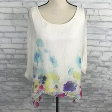Elena Baldi Blouse Top Womens Size M Sheer Silk Floral Tunic Lined Dolman Italy