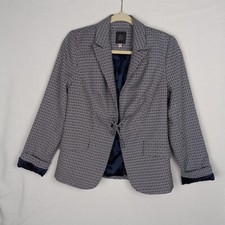 LTD Women's Blazer Size Small Front Tie Blue Print Jacket