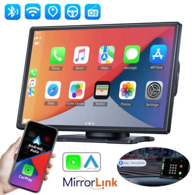 LAMTTO 9" Touch Screen Wireless Apple Carplay Portable Car Stereo Android Auto GPS BT