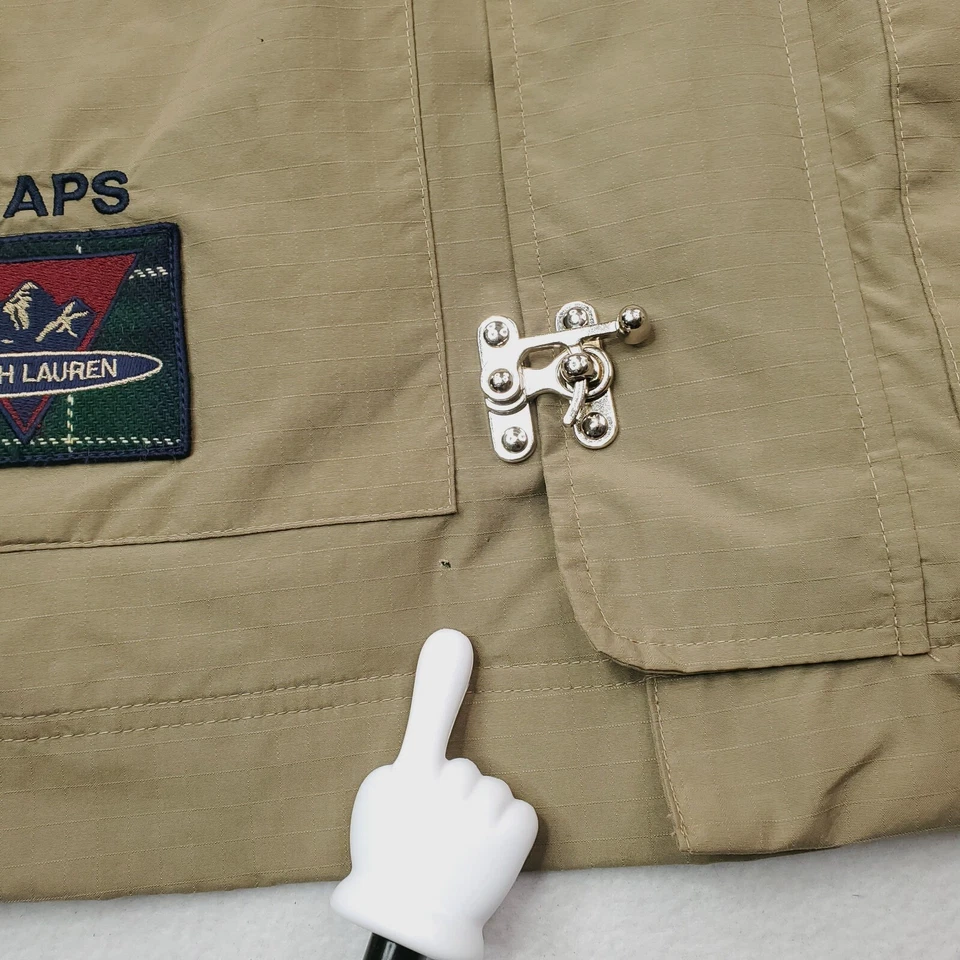 Chaps Ralph Lauren Jacket Mens Large Khaki Field Chore Barn Coat Hook Loop Clasp - Image 4 of 4