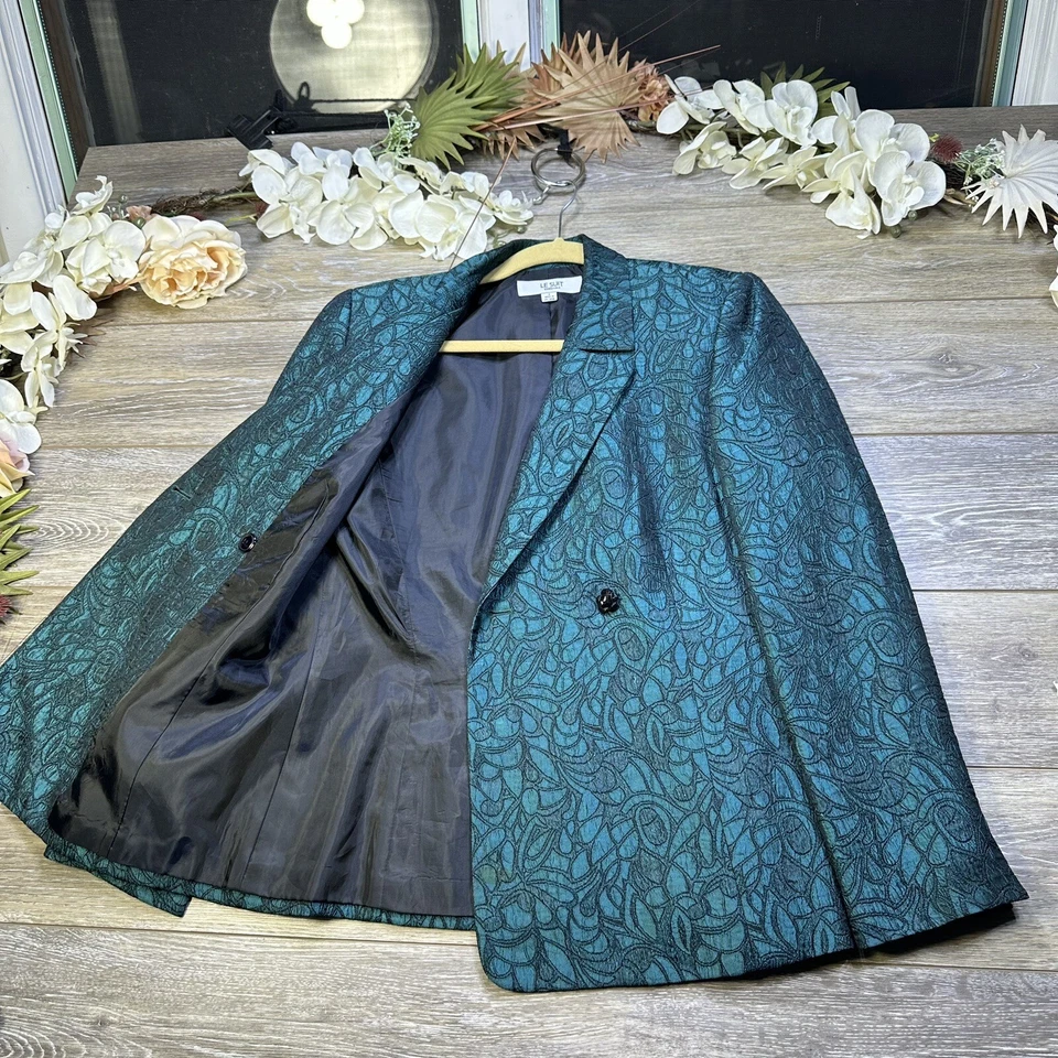 Chaqueta Blazer Vintage Le Suit Talla 6 Mujer’s Carrera Verde Abrigo Rosa Forrado con Botones Foto 4 de 4