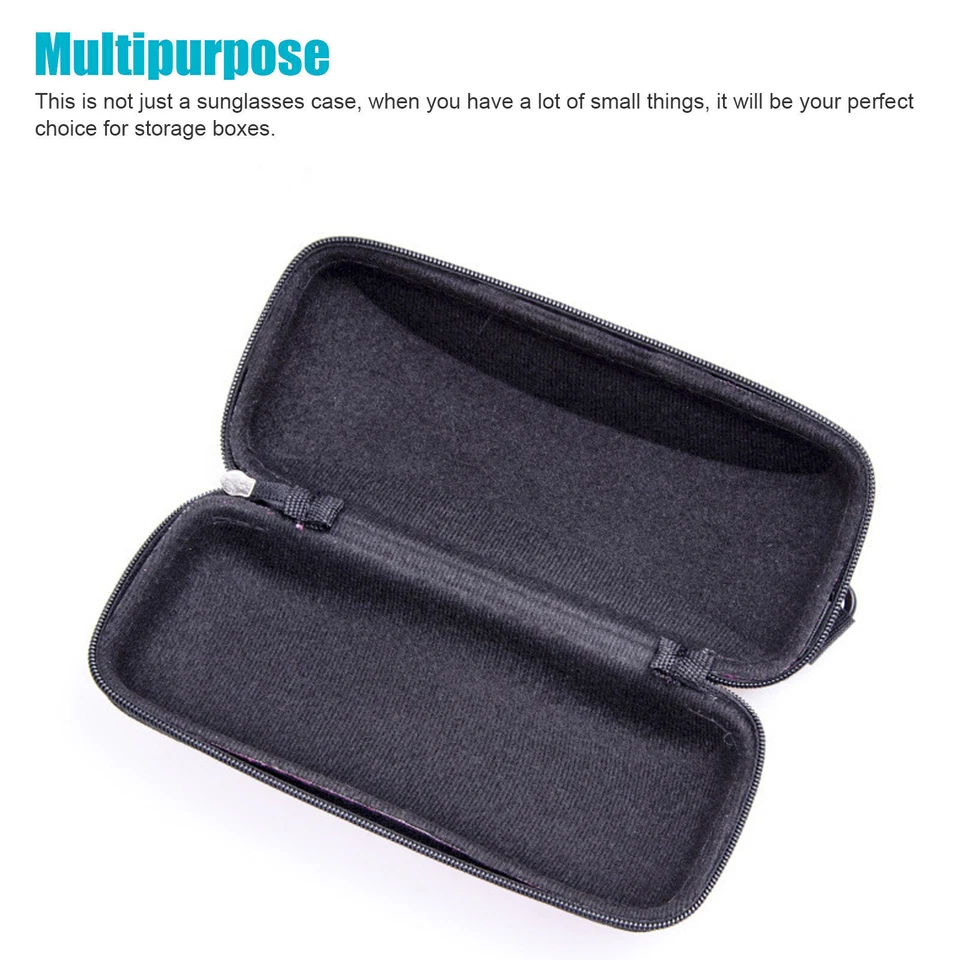 2PCS Portable Eye Glasses Case Box Sunglasses Protector Hard Zipper Belt Clip - Image 3 of 4