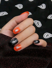 Press-on fake nails Glitter Spider Halloween nails - SHIPS FROM USA