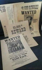 LOT SET OF 12 OLD WEST VINTAGE REPRO WANTED REWARD POSTERS PARCHMENT PAPER dead
