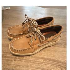 Sperry Top-Sider Boys Boat Shoes US 2 Brown Leather Lace up- excellent condition