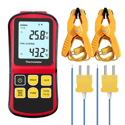 Digital K Type Thermocouple Thermometer, Dual Channel Thermocouple Tester(-238~3