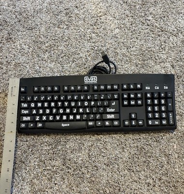 EVAS Large Print USB Keyboard ACK-260U Full Size Vision Impaired Black