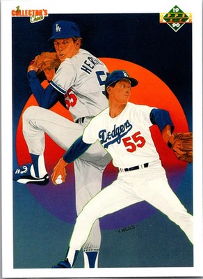 1990 Upper Deck Baseball Orel Hershiser Dodgers Base Team Checklist Art #10
