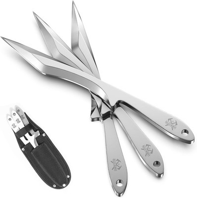 Throwing Spikes 3-Pack Set, 10'' Length, 0.236'' Thickness, Full Tang Stainless St