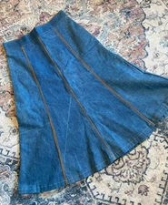 Vintage French Dressing Co. Flared Denim Jean Skirt Size 13 Western Boho 