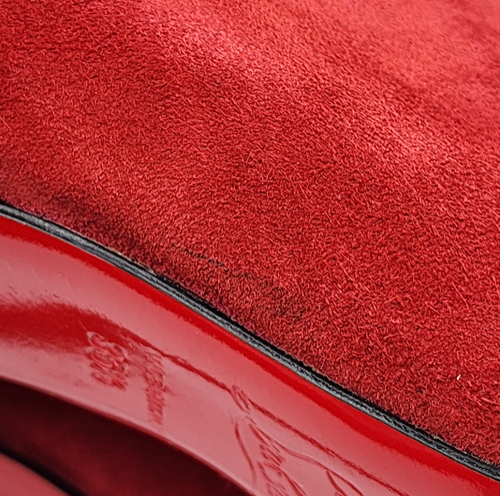 Christian Louboutin Vitish Daim Bottes Hauteur Genou Rouge Ue 35.5 US 5 - Neuf - Photo 8 sur 8