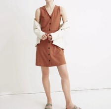 MADEWELL Rust Button-Front Mini Dress Cotton Womens S - EUC