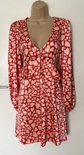 New Look Red Heart Print Summer Occasion Wedding Races Mini Dress Size 10