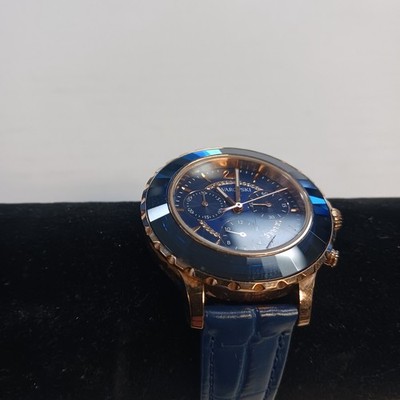 Swarovski Octea Lux Chrono Watch, Blue Leather Strap , Blue, Gold