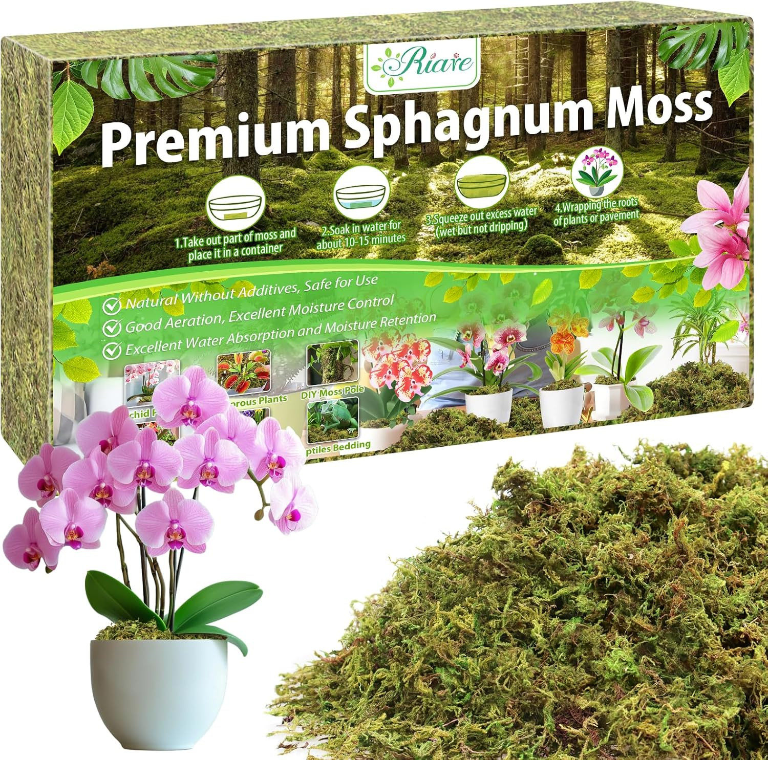 200G Natural Dried Plant Moss for Potted Plants, Artificial Fake Moss for Repott