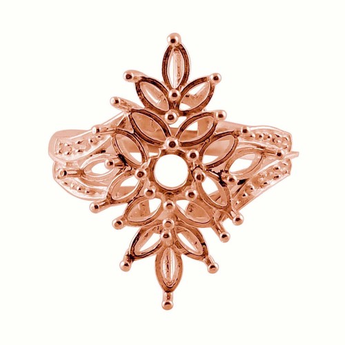 925 Sterling Silver 4.5mm Round Semi Mount Cluster Ring For Engagement Ring