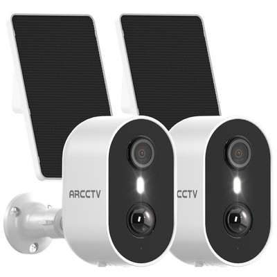 ARCCTV 4MP Wireless Solar Battery Security Cameras Outdoor 2K Color Night 2Pack