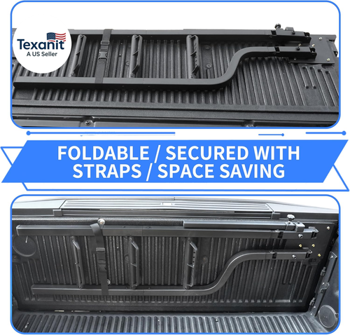 Universal Heavy Duty Pickup Truck Tailgate Ladder with Handrail, 45" Foldable Tr - Picture 5 of 12