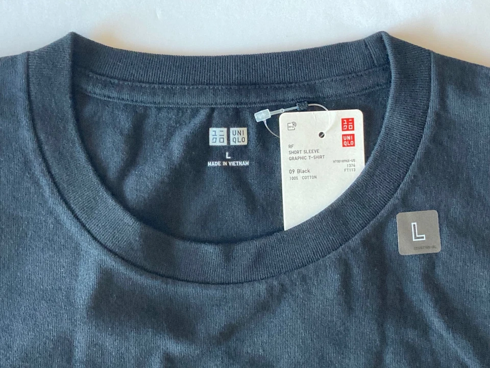 Uniqlo Roger Federer US Open 2021 GO ROGER Tennis Shirt L Black E446237-009 New - Image 4 of 4