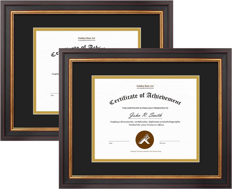 Marco de documentos Borgoña oro negro 11x14 8x10 diploma Foto 3 de 4