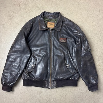 (XXL-XXXL) Rare 1990s Redskins Piloten Lederjacke Jacket Leather Biker Selten