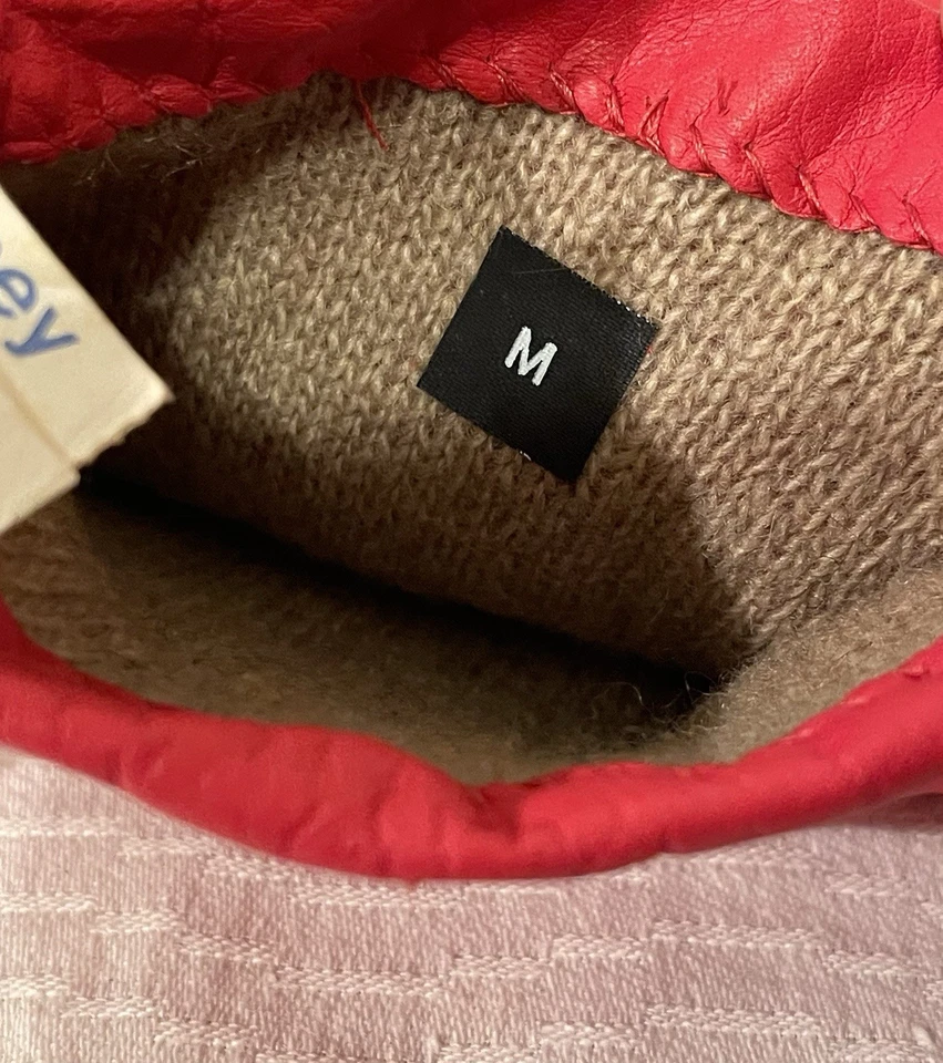 Vintage JC Penny Hot Pink Leather Gloves w/ Cashmere Lining W Sz M New Old Stock - Image 3 of 4