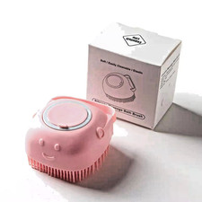 Silicone Pet Bath Brush Dog Cat Grooming Massage Scrubber Hair Remover Pink