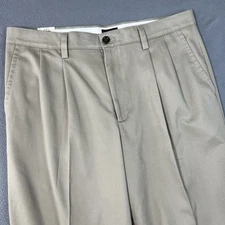 Dockers Easy Khaki Classic Fit Pleated Pant Mens 34x32 Tan Stretch Comfort